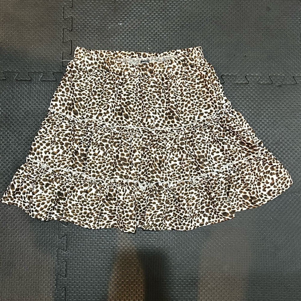Leopard print tiered skirt